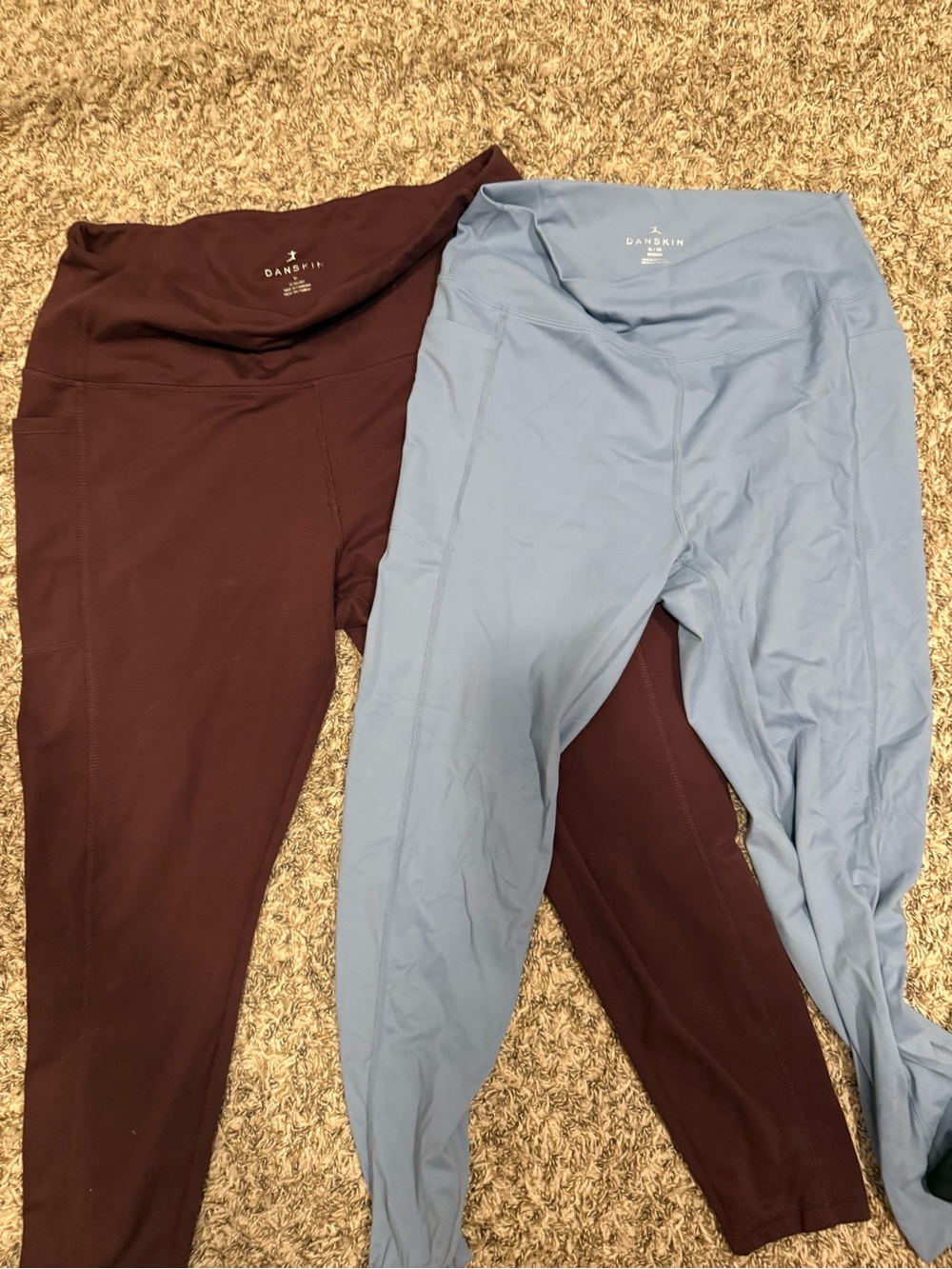 Danskin XL Leggings Duo - Light Blue & Burgundy